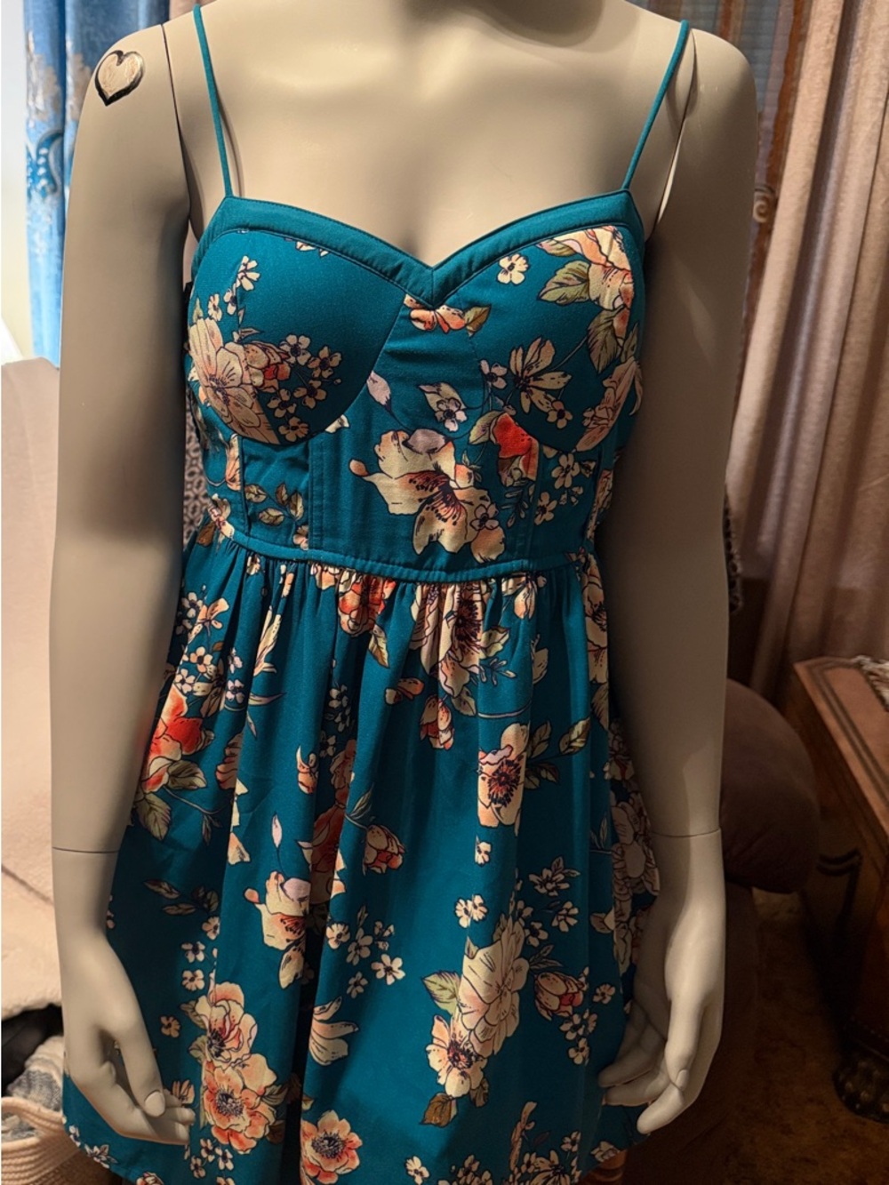 Xhilaration Teal Floral Midi Dress